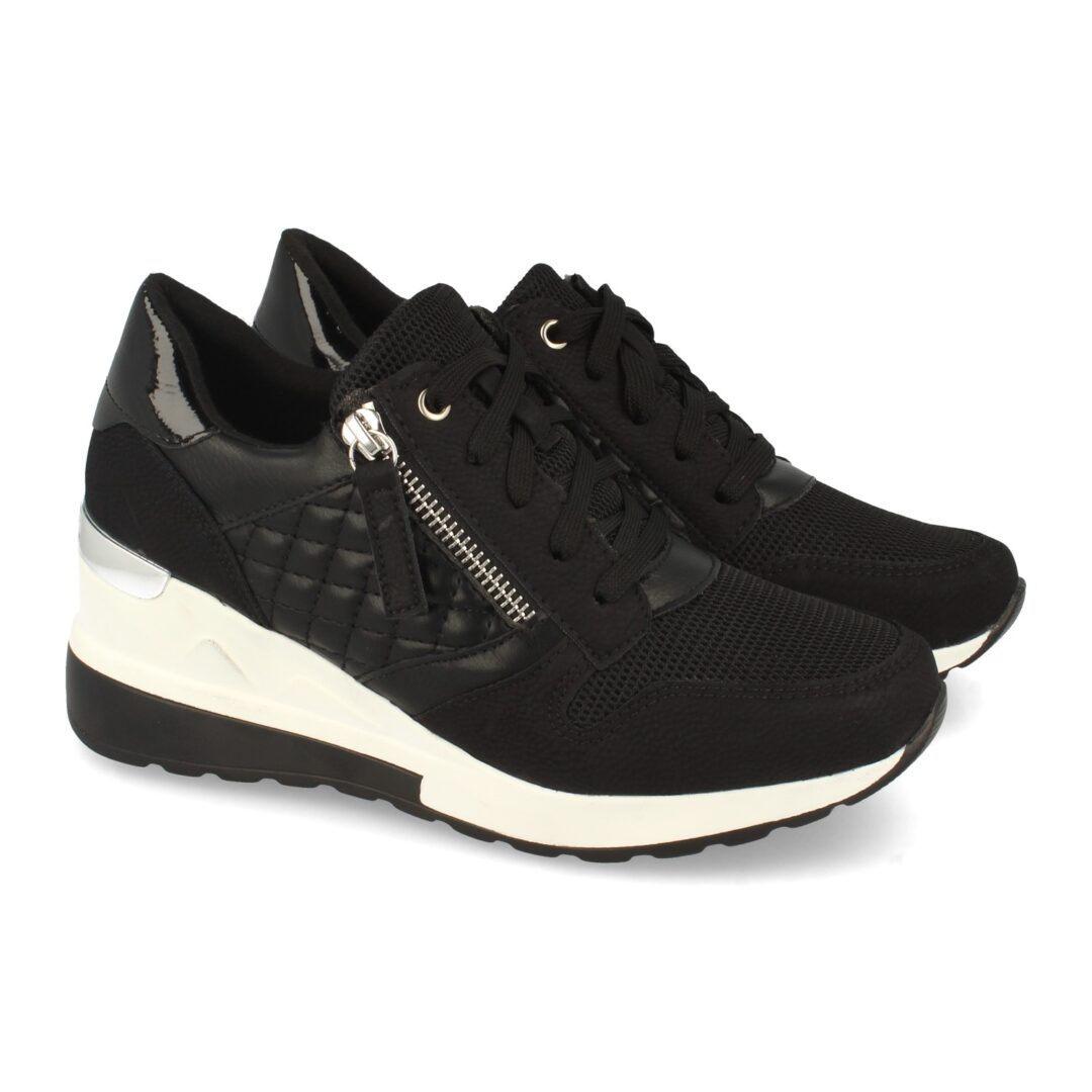 Zapatillas deportivas negras con cuña y cremallera - Imagen 2