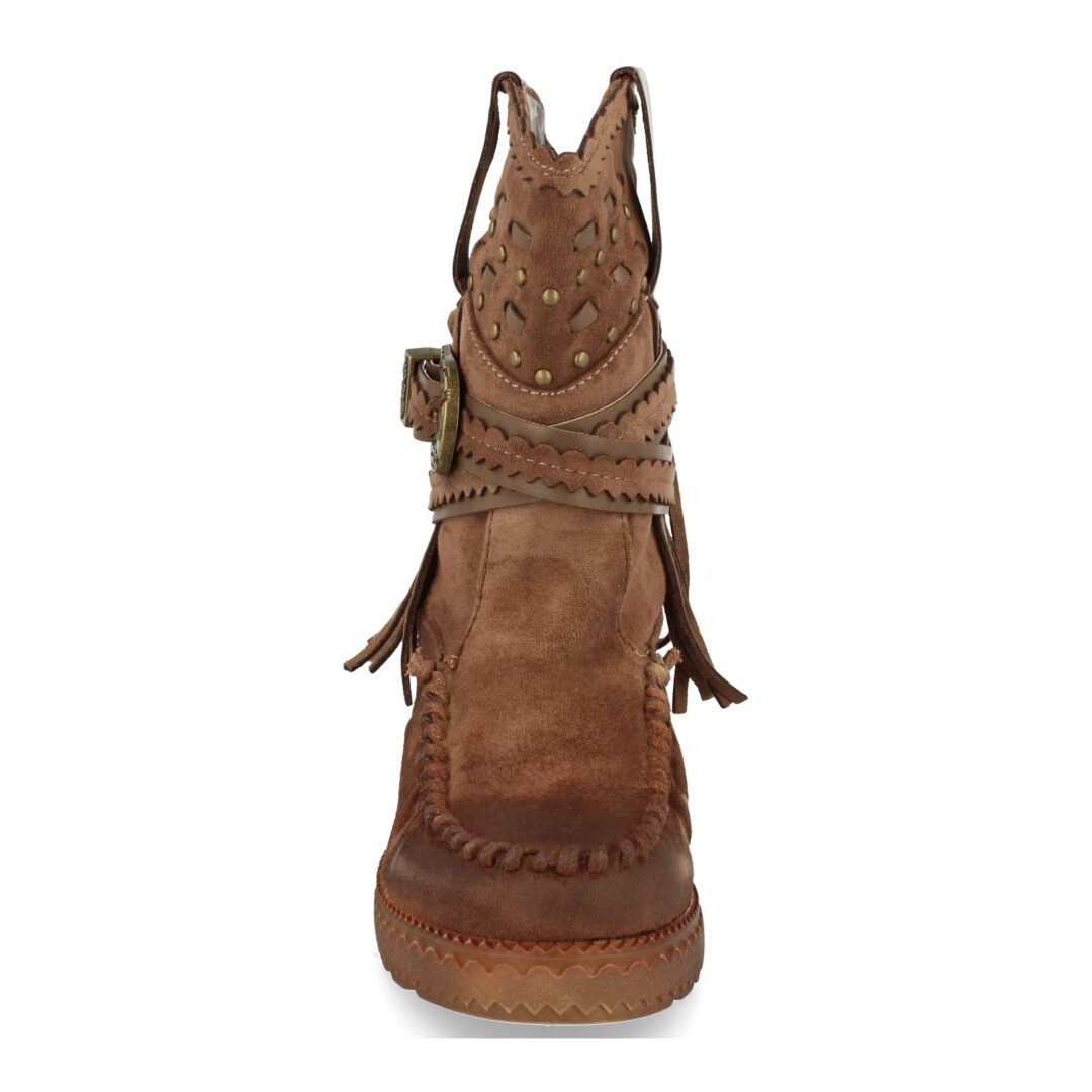 Botas tachuelas cuña marrón boho - Imagen 4