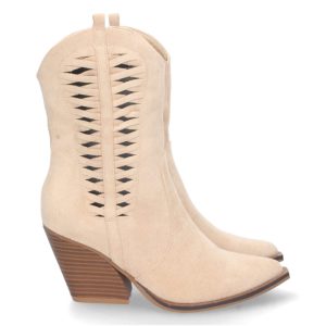 Botines cowboy calados beige
