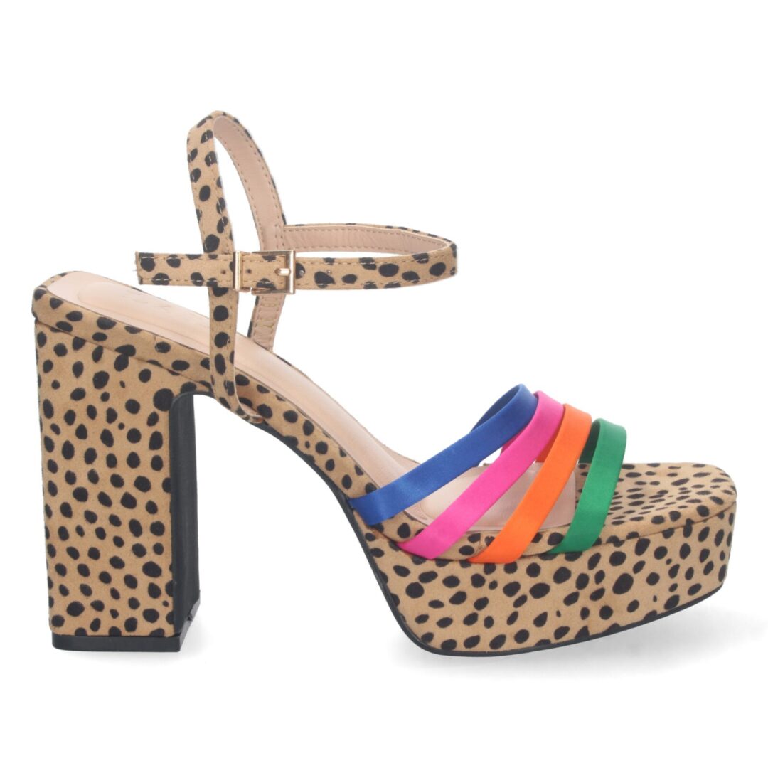 Sandalia plataforma multicolor leopardo - Imagen 3