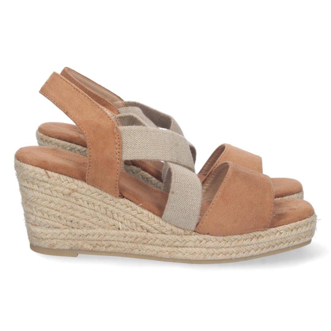 Sandalias elásticos cruzados camel