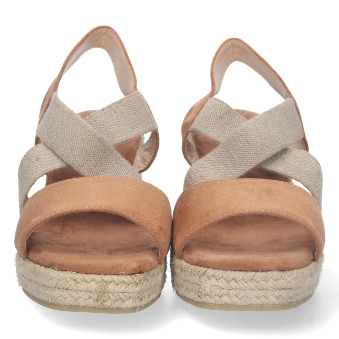 Sandalias elásticos cruzados camel - Imagen 4