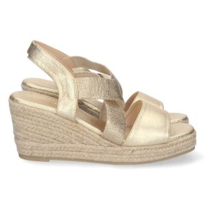 Sandalias cruzadas doradas plataforma