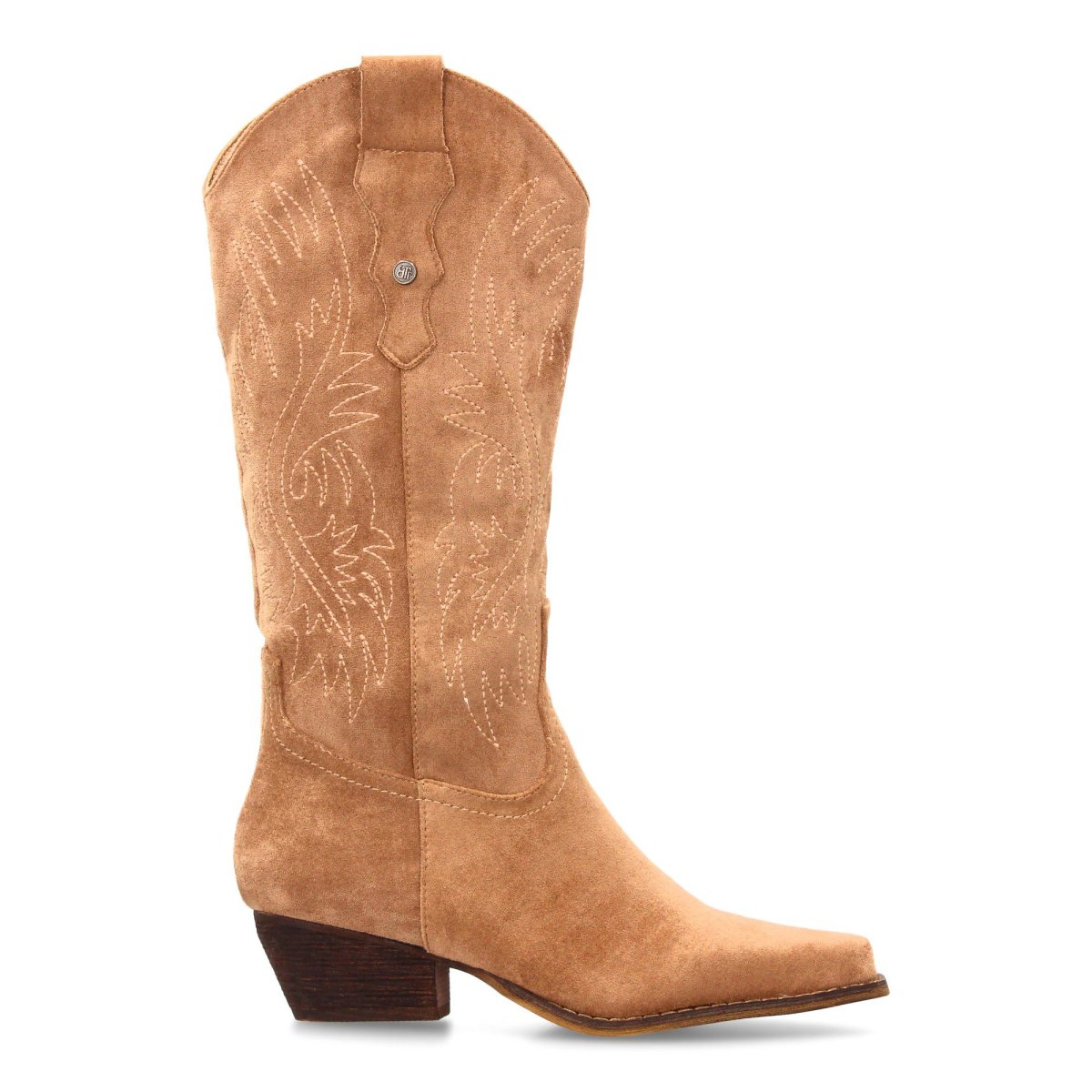 Botas camperas vaqueras beige con puntadas - Imagen 3