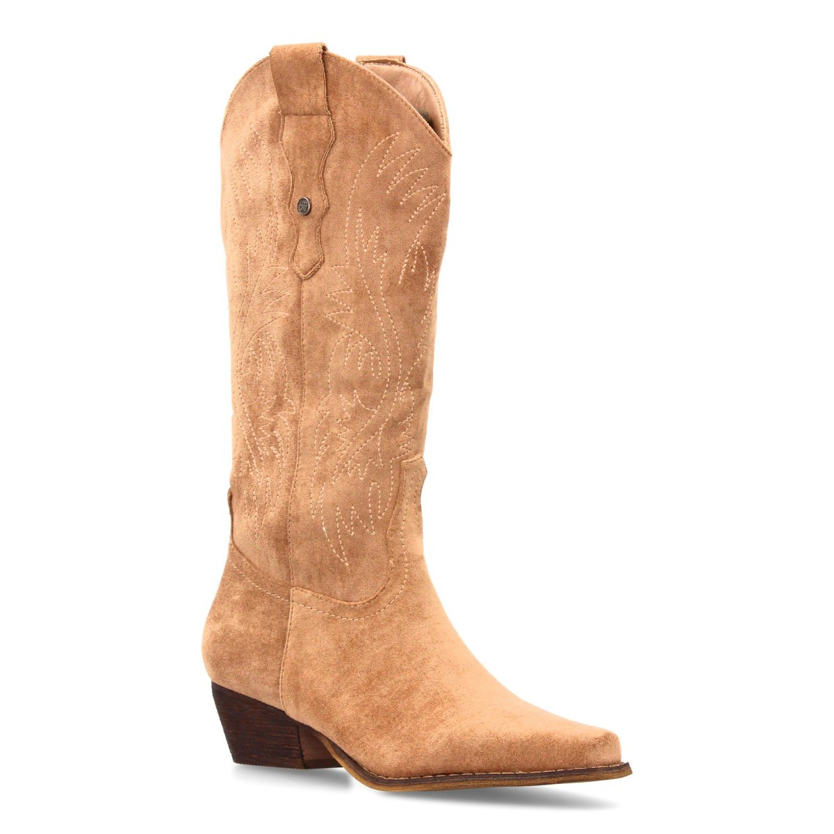 Botas camperas vaqueras beige con puntadas - Imagen 4