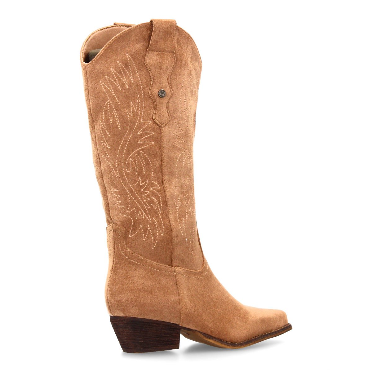 Botas camperas vaqueras beige con puntadas - Imagen 5