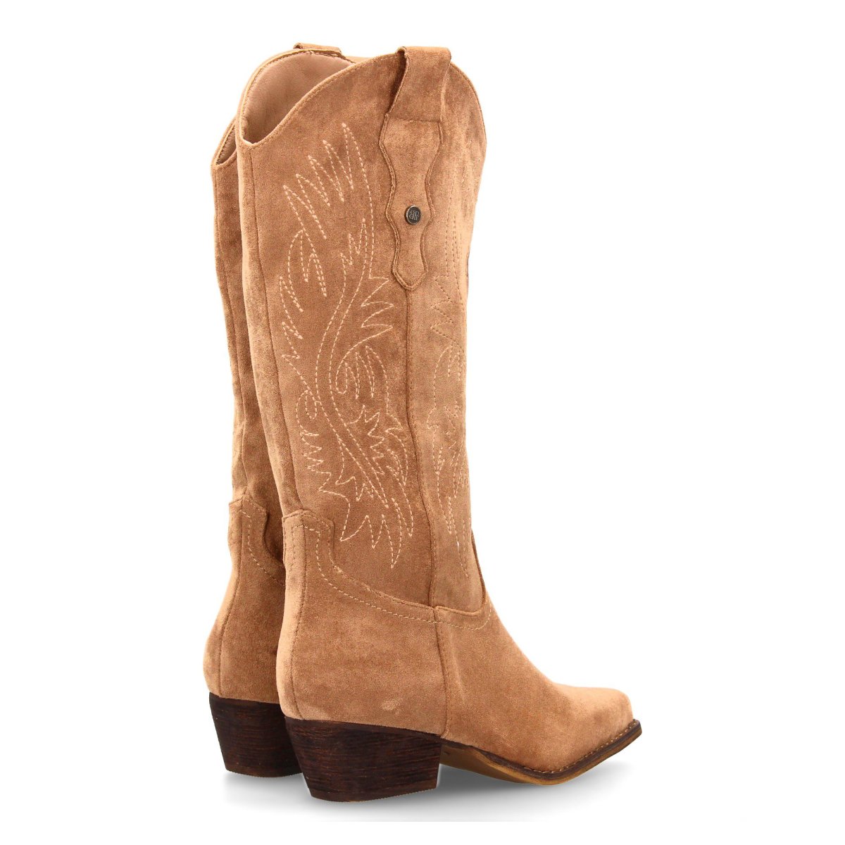 Botas camperas vaqueras beige con puntadas - Imagen 6