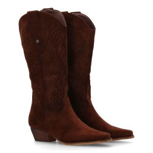 Botas camperas cowboy marrón bordadas
