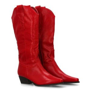 Botas cowboy rojas corte recto