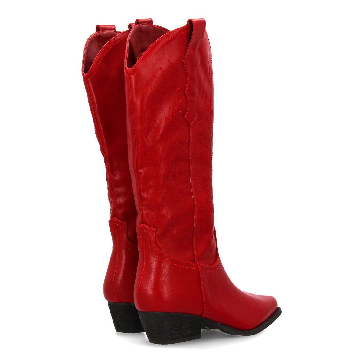 Botas cowboy rojas corte recto - Imagen 6