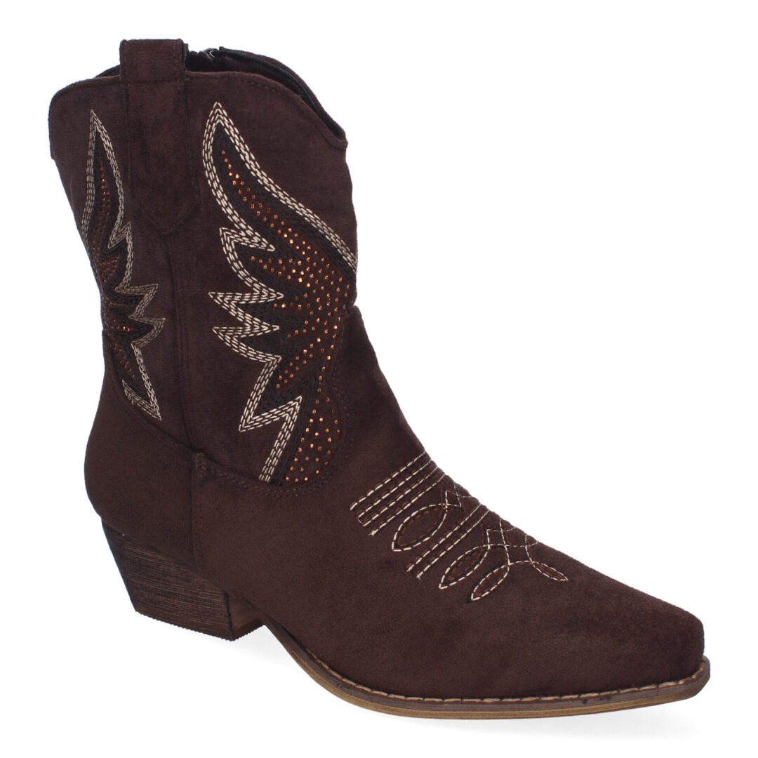 Botines camperos bordados marrones - Imagen 4