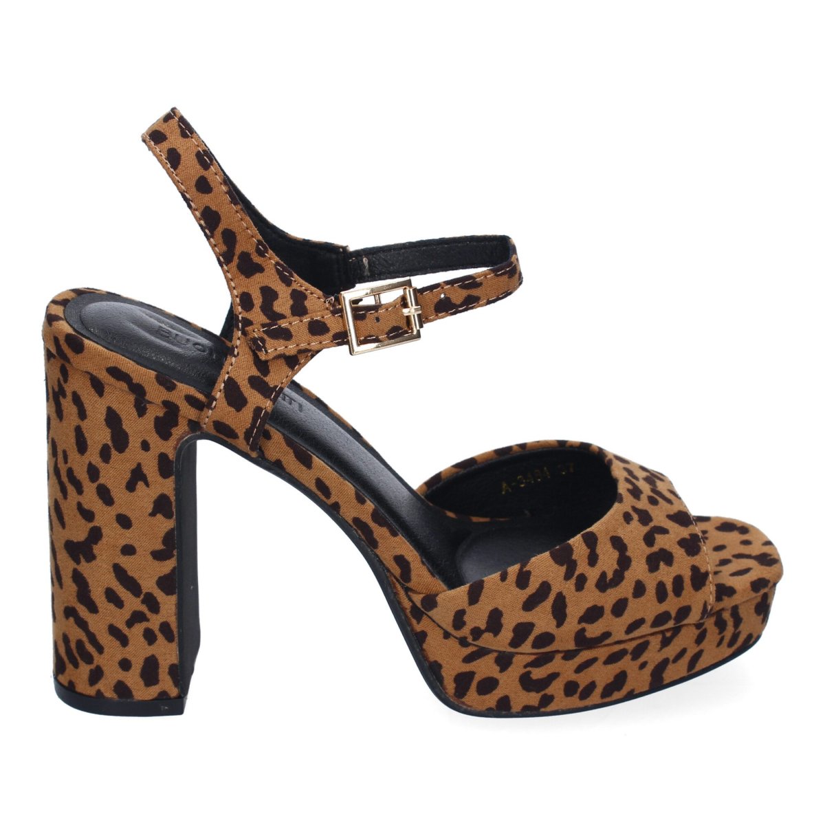 Sandalias tacón alto estampado leopardo marrón - Imagen 3