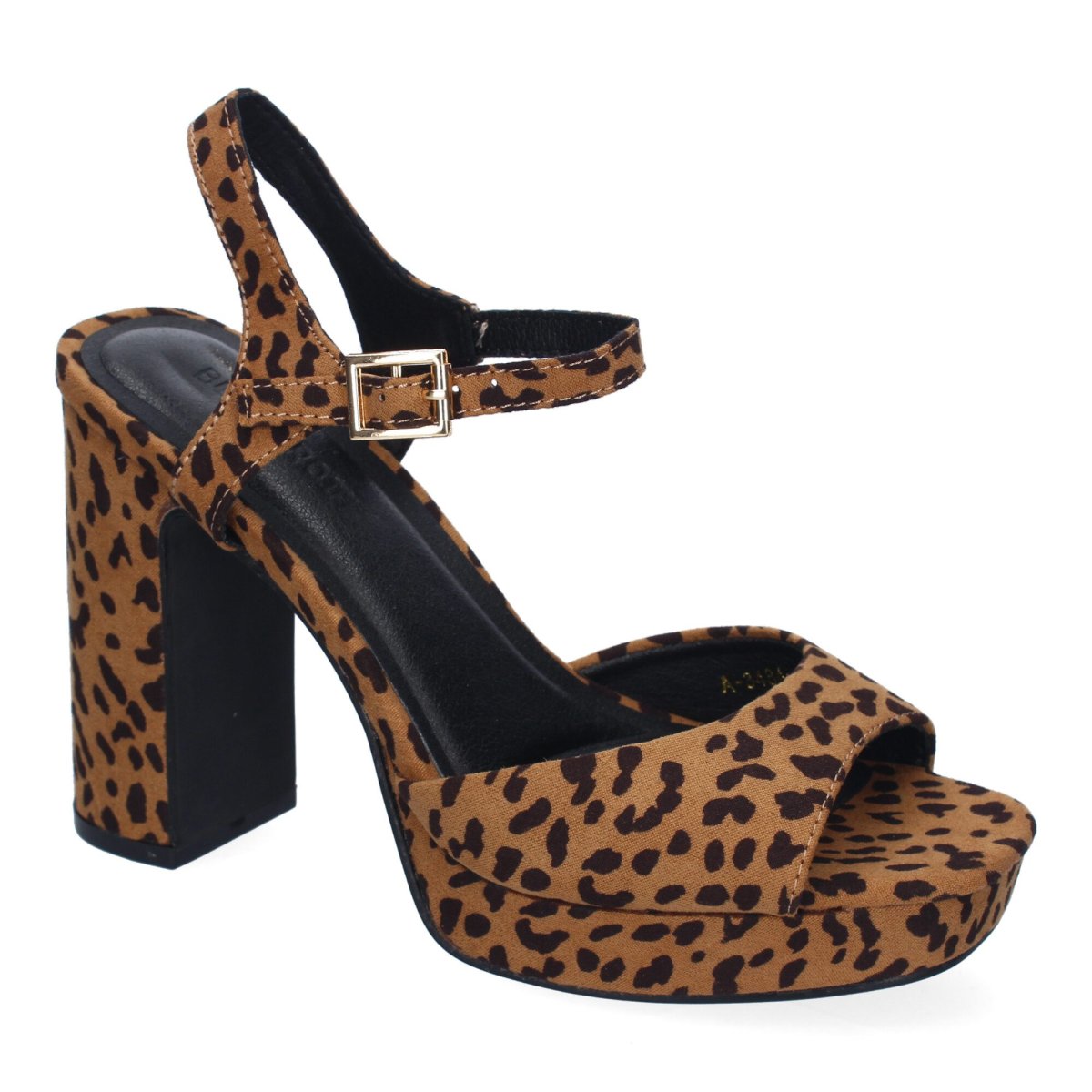 Sandalias tacón alto estampado leopardo marrón - Imagen 4