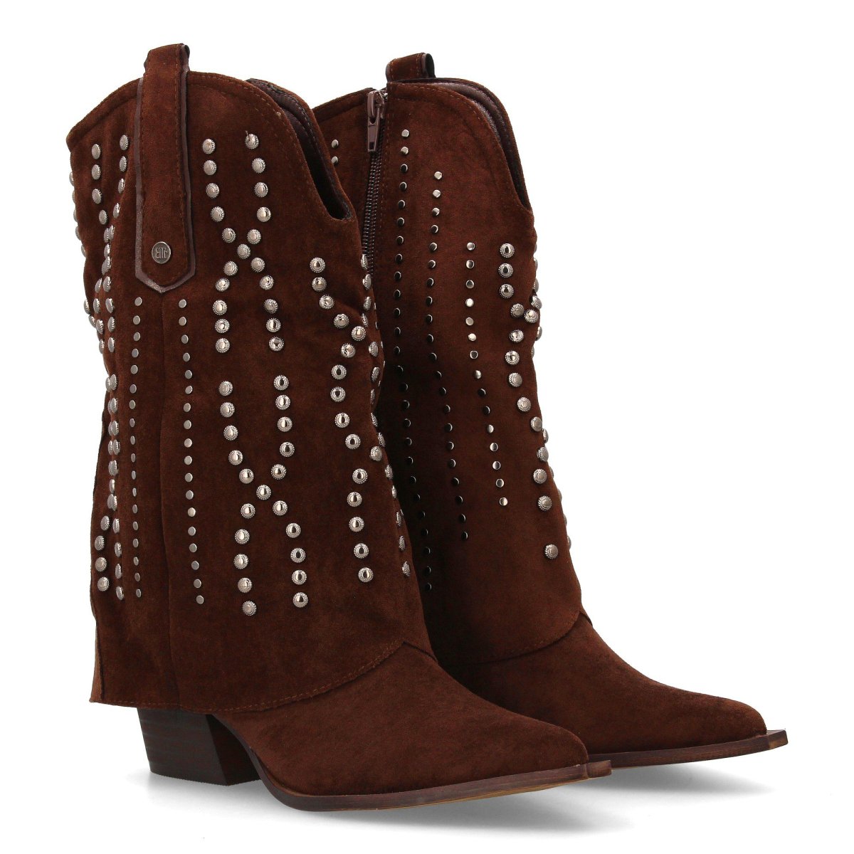 Botas cowboy café con tachuelas plateadas