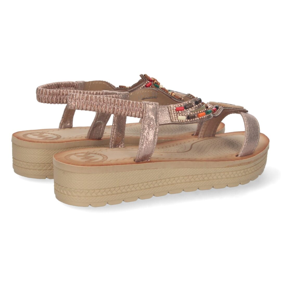 Sandalias entrelazadas doradas con detalles - Imagen 5
