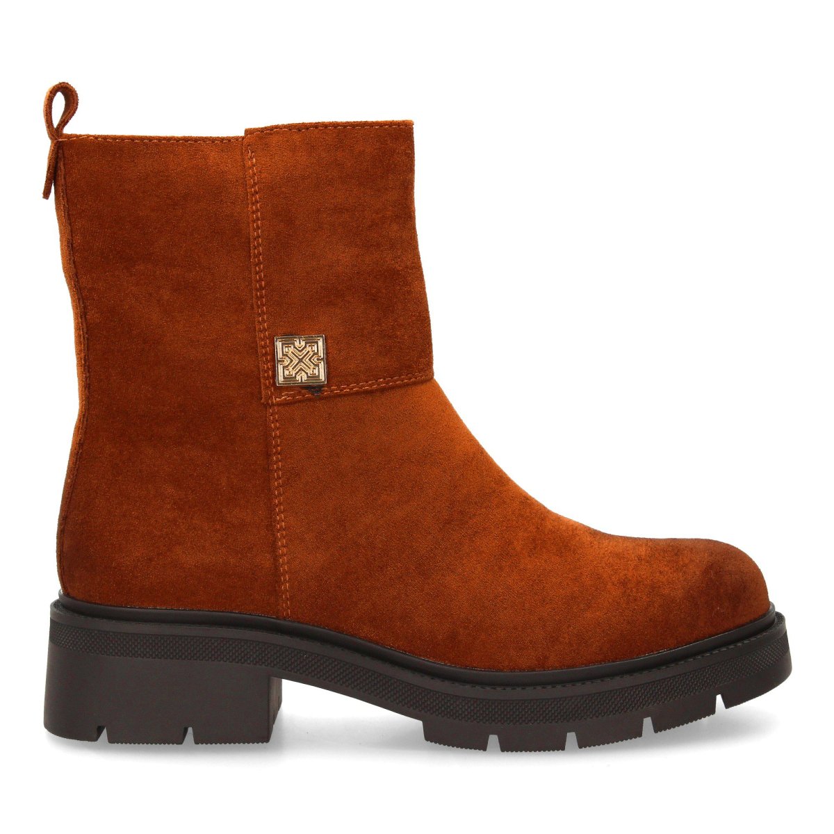 Botines antelina camel detalle metálico - Imagen 3