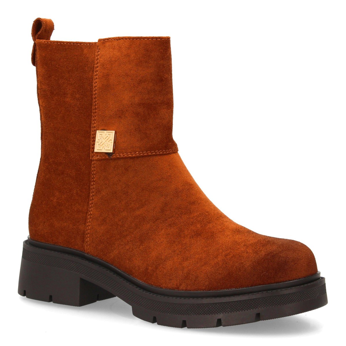 Botines antelina camel detalle metálico - Imagen 4