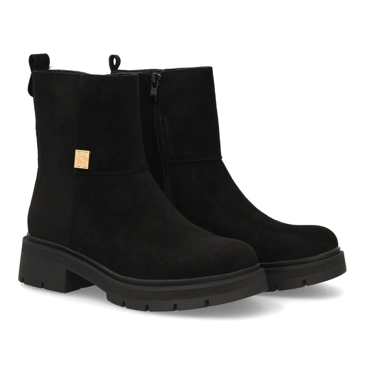 Botines negros de antelina estilo minimalista - Imagen 2