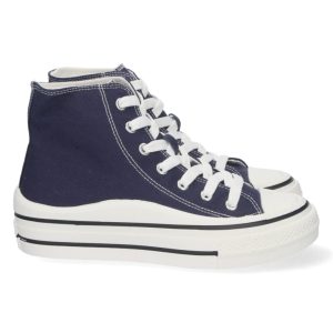 Zapatilla alta azul cordones