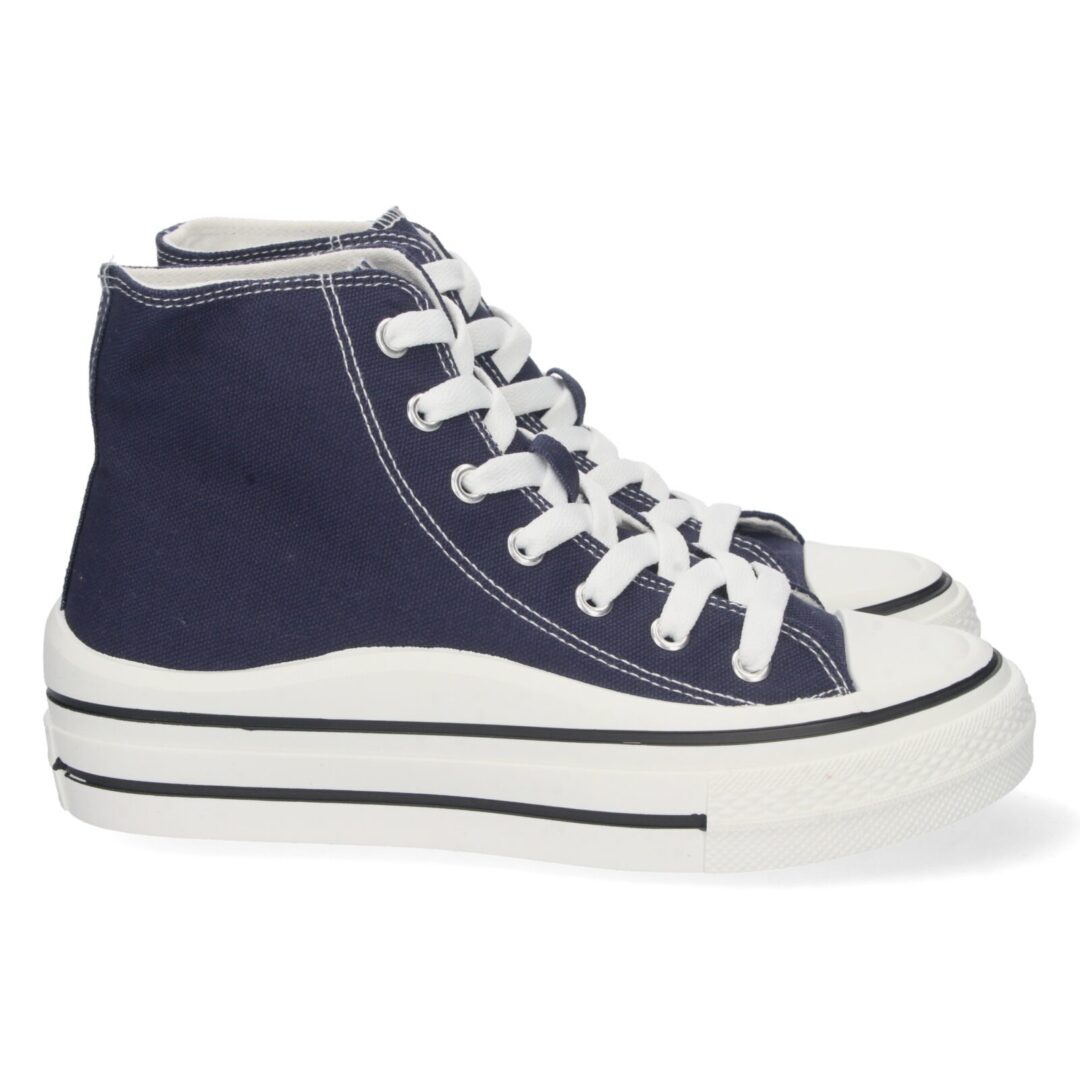 Zapatilla alta azul cordones - Imagen 2