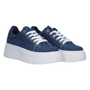 Zapatillas Deportivas Azul Marino Cordones Blancos