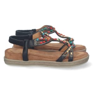 Sandalias planas étnicas negras