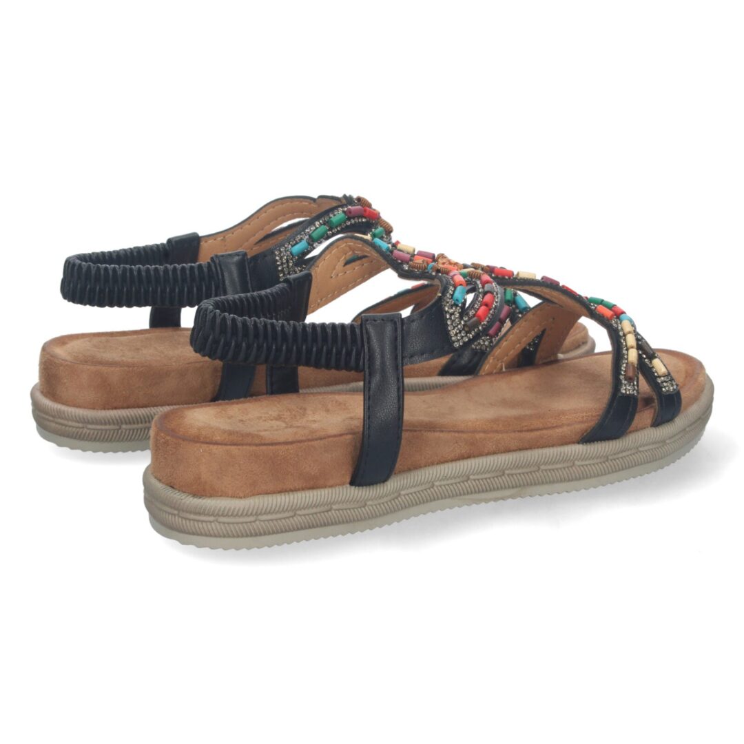 Sandalias planas étnicas negras - Imagen 5