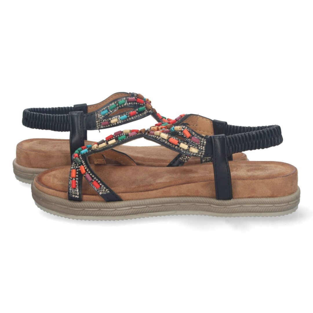 Sandalias planas étnicas negras - Imagen 6