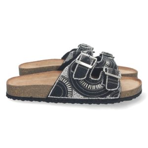 Sandalias negras con cristales anatómicas