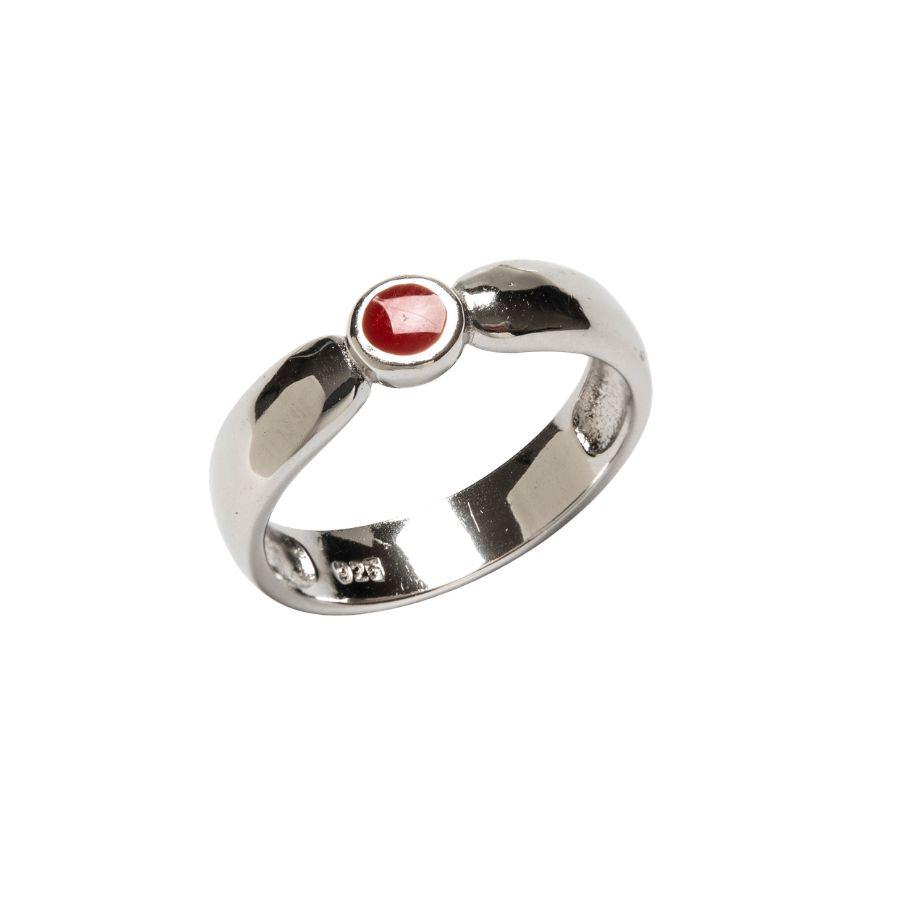 Anillo Pl Con Esmalte Coral Nº 14