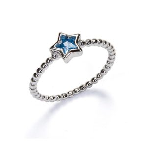 Anillo Plata Estrella Circonita Celeste
