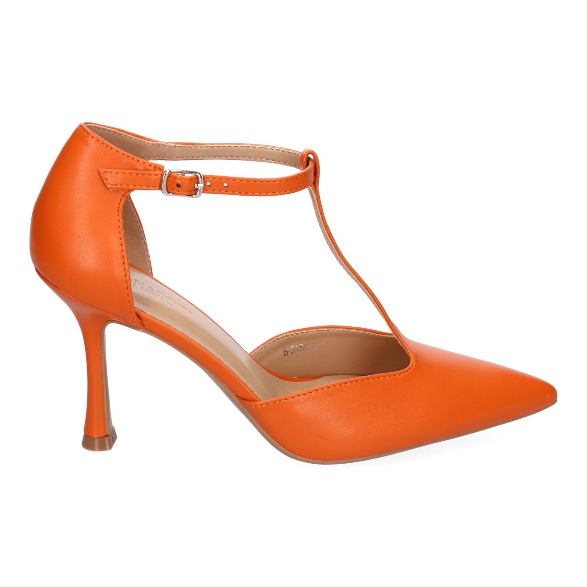Zapatos Tacón Naranja Pulsera Tira - Imagen 3