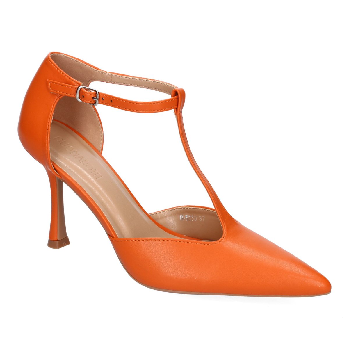 Zapatos Tacón Naranja Pulsera Tira - Imagen 4