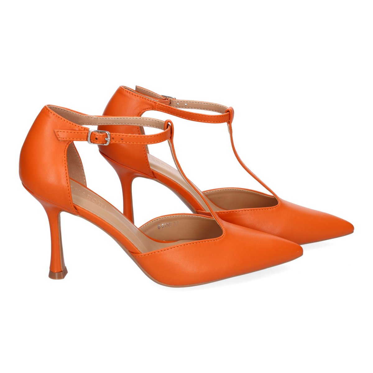 Zapatos Tacón Naranja Pulsera Tira - Imagen 6