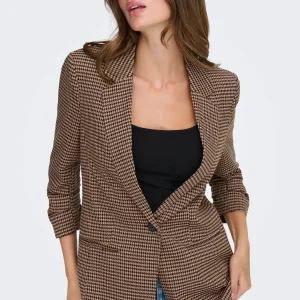 Blazer marrón estampado pata de gallo ONLY