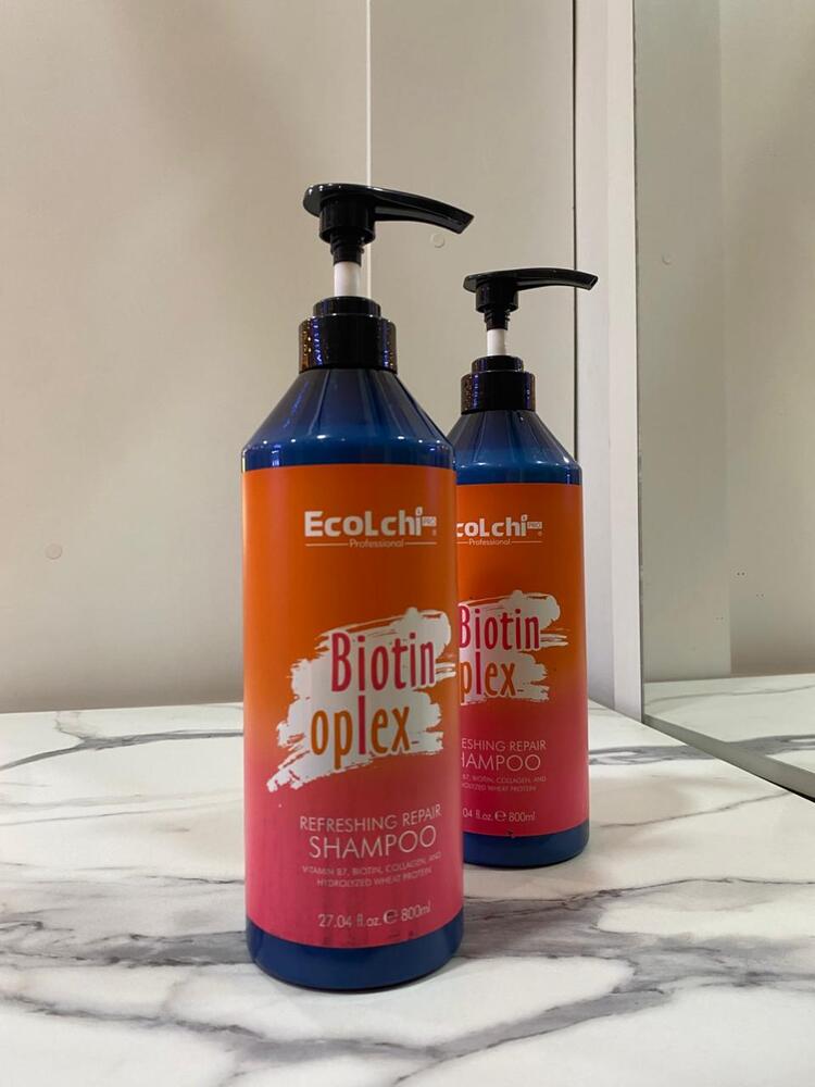 Shampoo Reparador con Biotina – EcoLchi® Professional Biotin Oplex (800 ml) - Imagen 2