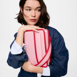Bandolera Mediana TOUS Audree Pipings Rosa Oscuro