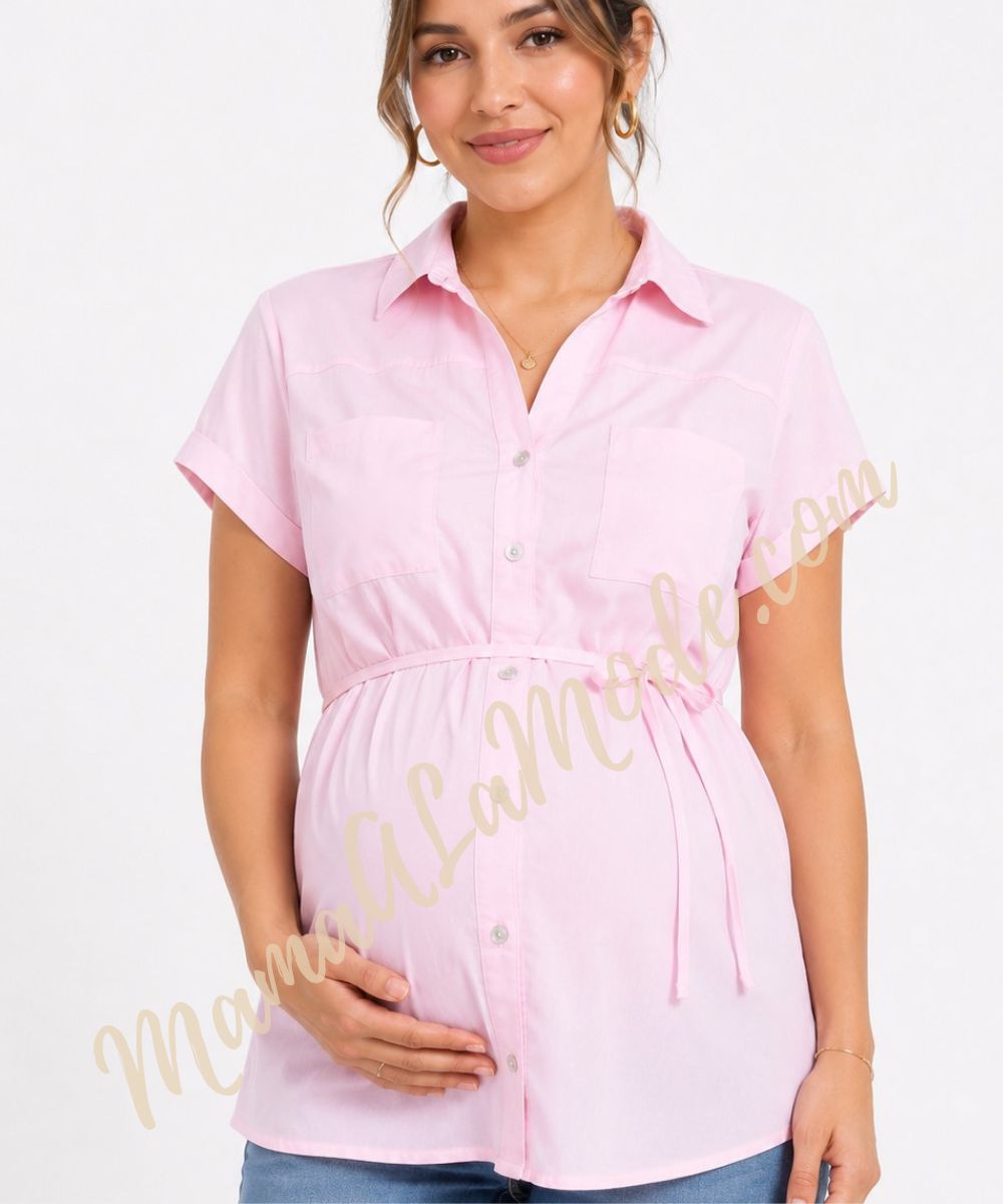 Camisa Materna Jordana manga corta en Popelina Algodón