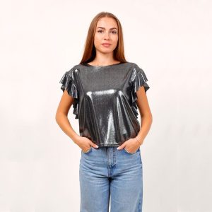 Blusa plateada volantes