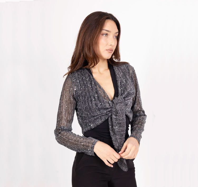 Bolero de tul con lentejuelas plateado - Imagen 4