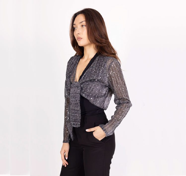 Bolero de tul con lentejuelas plateado - Imagen 3