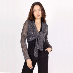Bolero de tul con lentejuelas plateado