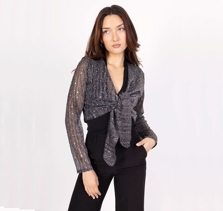 Bolero de tul con lentejuelas plateado - Imagen 2