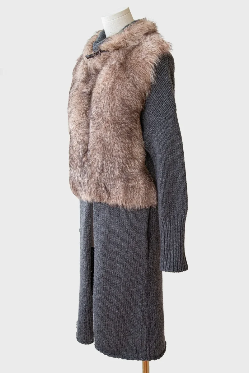 Brunello Cucinelli abrigo de punto de cachemira y pelo natural Talla S - Imagen 4