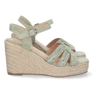 Cuña de yute ankle strap verde
