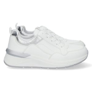 Deportiva cuña plata sin cordones