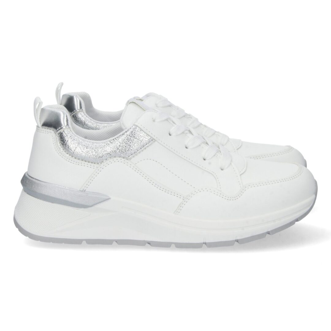 Deportiva cuña plata sin cordones