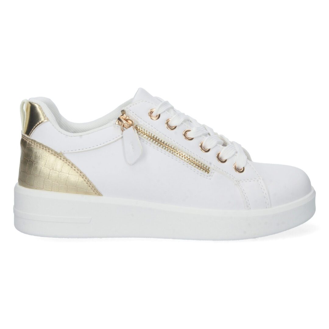 Zapatilla deportiva blanca y dorada - Imagen 3