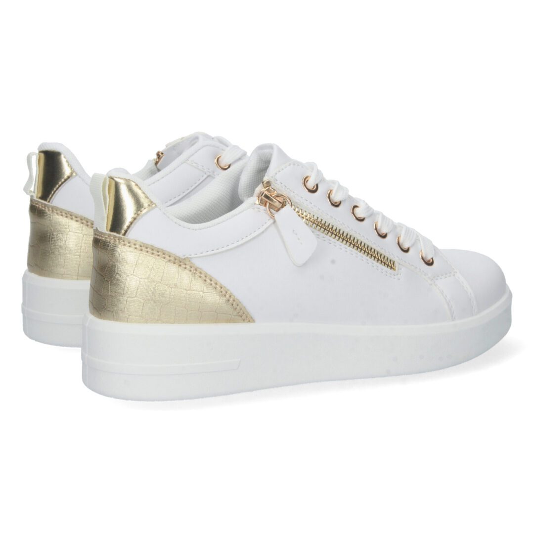 Zapatilla deportiva blanca y dorada - Imagen 5