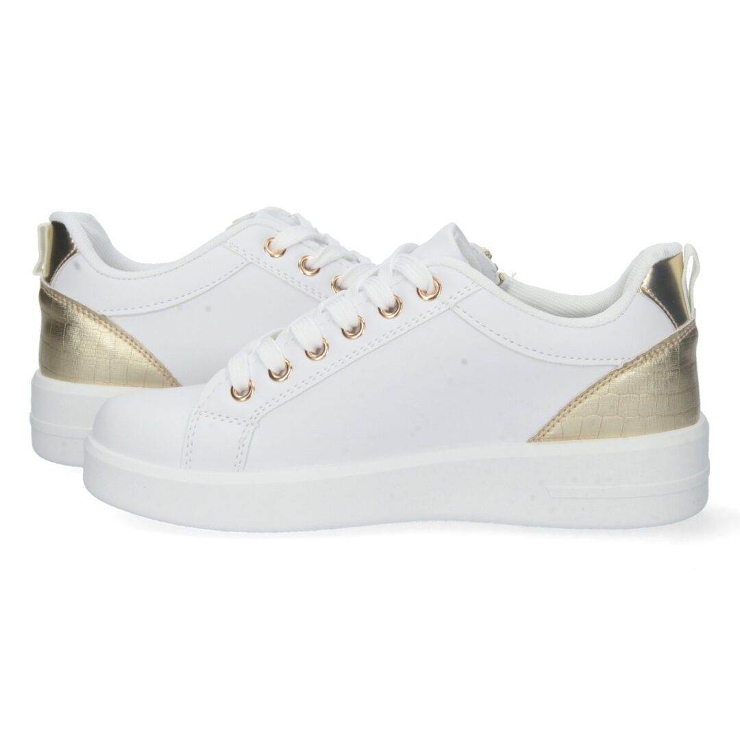 Zapatilla deportiva blanca y dorada - Imagen 6
